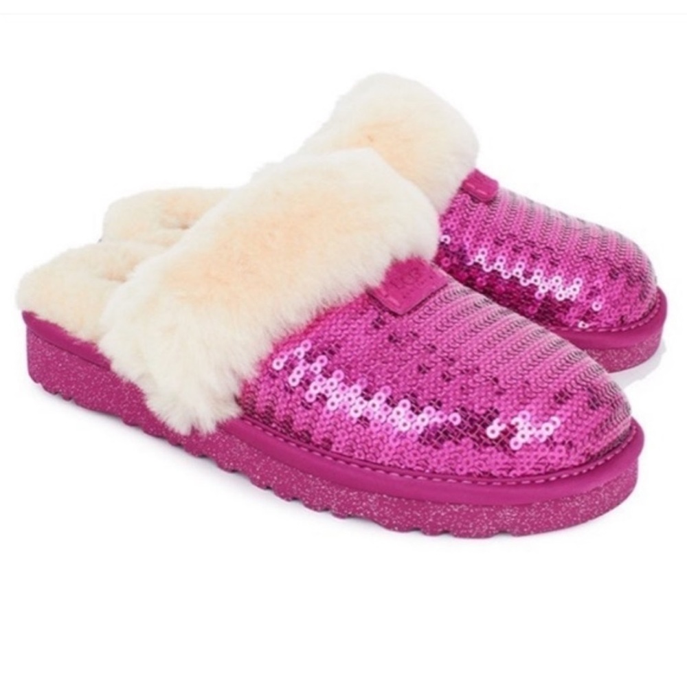 UGG Australia K Dazzle Pink Sequin Slippers Women’s Size 6-7 SEE MEASUREMENT